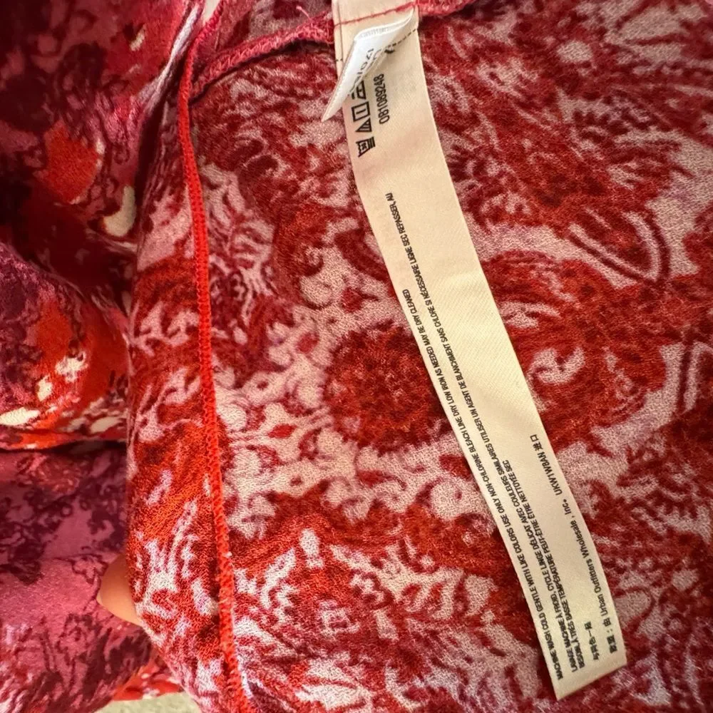 Free People Work Of Art Printed Maxi Slip | XS | Ruby Combo